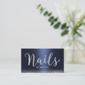 Nail Salon Navy Blue Luxury Diamond Typografie Visitenkarte (Stehend Vorderseite)
