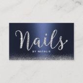 Nail Salon Navy Blue Luxury Diamond Typografie Visitenkarte (Vorderseite)