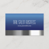 Nail Salon Navy Blue Silver Border Modern Visitenkarte (Vorderseite)