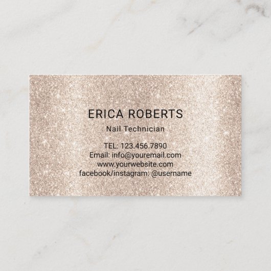 Nail Salon Niedlich Beige Glitzer Manicurist Loyal Treuekarte (Rückseite)