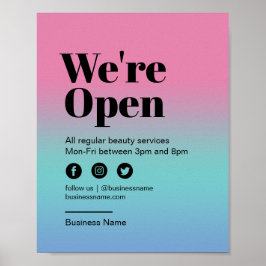 Nail Salon Open Business Pink farbenfrohe Poster