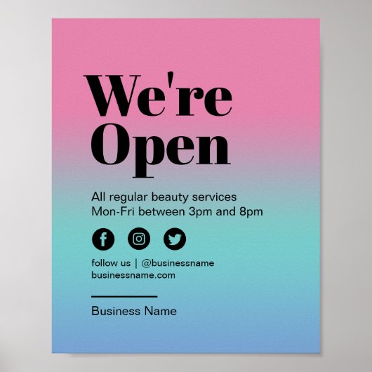 Nail Salon Open Business Pink farbenfrohe Poster (Vorne)