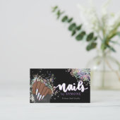 Nail Salon Pastel Holographic Glitzer Nail Tech Visitenkarte (Stehend Vorderseite)