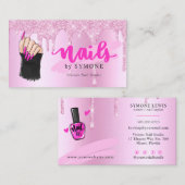 Nail Salon Pink Diamond Driving Glitzer Nail Tech Visitenkarte (Vorne/Hinten)