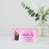 Nail Salon Pink Diamond Driving Glitzer Nail Tech Visitenkarte (Stehend Vorderseite)