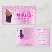 Nail Salon Pink Diamond Driving Glitzer Nail Tech Visitenkarte (Vorne/Hinten)