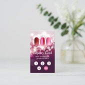 Nail Salon Pink Glitzer Loyalty Punch Card Treuekarte (Stehend Vorderseite)