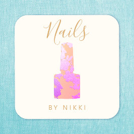 Nail Salon Pink Glitzer Manicurist Quadratische Visitenkarte