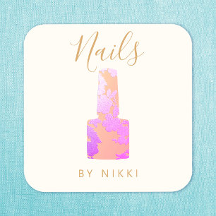 Nail Salon Pink Glitzer Manicurist Quadratische Visitenkarte