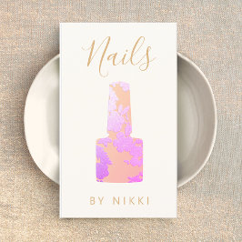 Nail Salon Pink Glitzer Manicurist Square Business Visitenkarte