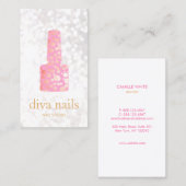Nail Salon Pink Gold Polnischer Flaschenmanikurist Visitenkarte (Vorne/Hinten)