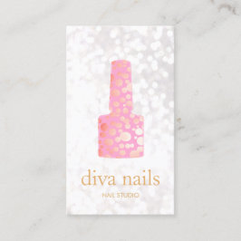 Nail Salon Pink Gold Polnischer Flaschenmanikurist Visitenkarte