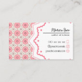 Nail Salon Pink Schwarz Muster bearbeitbar Visitenkarte (Rückseite)