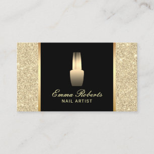 Nail Salon Polish Makeup Artist Gold Glitzer Visitenkarte