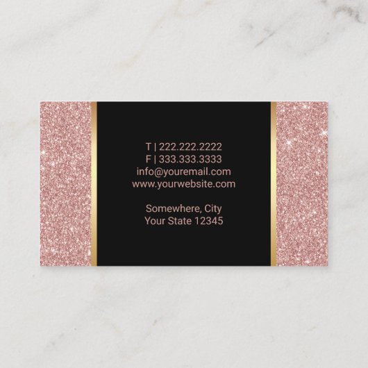 Nail Salon Polish Makeup Artist Rose Gold Glitzer Visitenkarte (Rückseite)