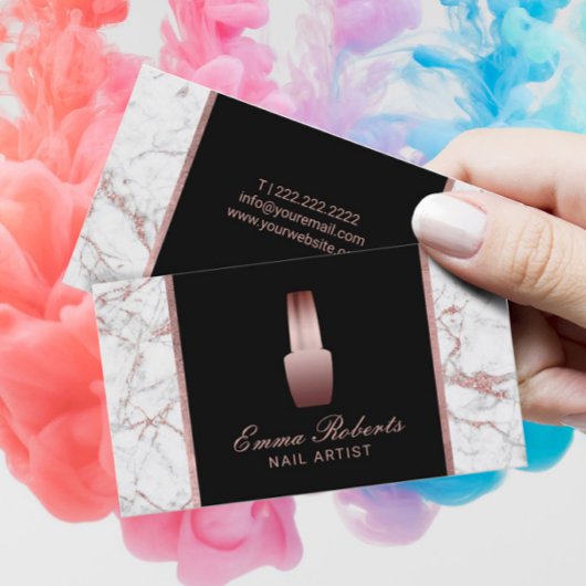 Nail Salon Polnisch Makeup Rose Gold Marmor Visitenkarte
