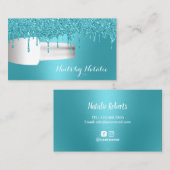 Nail Salon Polnisch Manicurist Türkis Tropfen Visitenkarte (Vorne/Hinten)