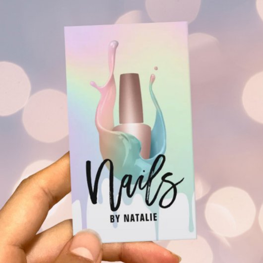 Nail Salon Polnische Flasche Pastel Rainbow Tropfe Visitenkarte