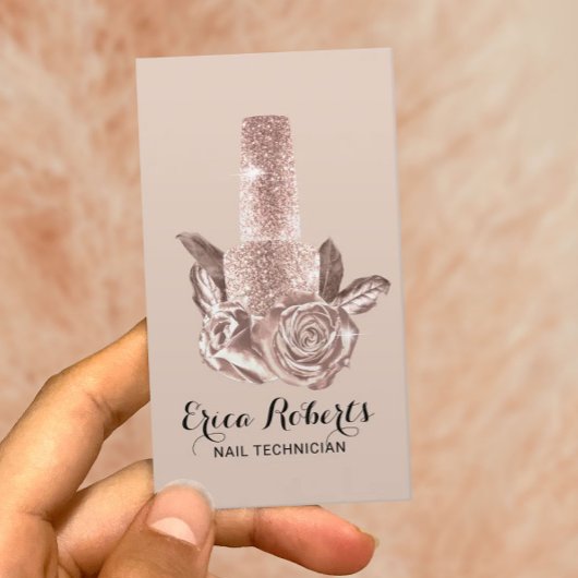 Nail Salon Polnische Rose Gold Floral Manikurin Visitenkarte
