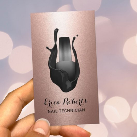 Nail Salon Polnische Rose Gold Metallmanikurin Visitenkarte