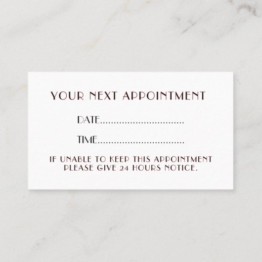 Nail Salon Polnischer Flaschengitter Terminkarte (Rückseite)