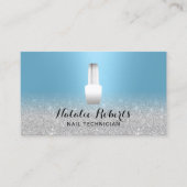 Nail Salon Polnischer Manikurist Blue & Silver Visitenkarte (Vorderseite)