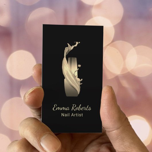 Nail Salon Polnischer Manikurist Moderner Schwarz  Visitenkarte