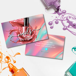 Nail Salon Polnischer Manikurist Pastel Holographi Visitenkarte