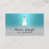 Nail Salon Polnischer Manikurist Türkis & Silver Visitenkarte (Vorderseite)
