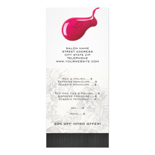 Nail Salon Price List Rack Cards Werbekarte (Vorne)