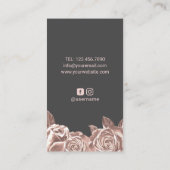 Nail Salon Rose Gold Floral Polnischer Manikurist Visitenkarte (Rückseite)