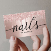 Nail Salon Rose Gold Glitzer Tropfen Typografie Visitenkarte