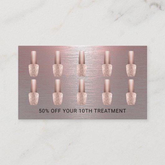 Nail Salon Rose Gold Metal Polnischer Manikurist Treuekarte (Vorderseite)