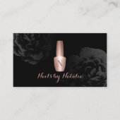 Nail Salon Rose Gold Polnische Flasche Schwarze Fl Visitenkarte (Vorderseite)