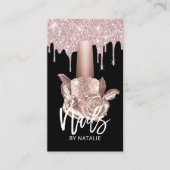 Nail Salon Rose Gold Tropfen Floral Polnischer Fla Visitenkarte (Vorderseite)