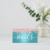 Nail Salon Rose Gold Tropfen Türkische Typografie Visitenkarte (Stehend Vorderseite)