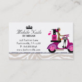 Nail Salon Scooter Girl Fashion Business Card Visitenkarte (Rückseite)