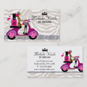 Nail Salon Scooter Girl Fashion Business Card Visitenkarte (Vorne/Hinten)