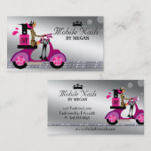 Nail Salon Scooter Girl Mode Modern Silber Visitenkarte (Vorne/Hinten)