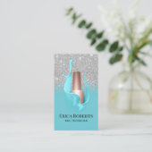 Nail Salon Silver & Türkis Polnischer Makeup Künst Visitenkarte (Stehend Vorderseite)