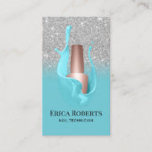 Nail Salon Silver & Türkis Polnischer Makeup Künst Visitenkarte (Vorderseite)