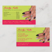 Nail Salon Technician Business Card Visitenkarte (Vorne/Hinten)