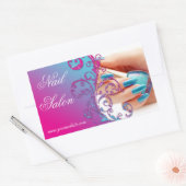 Nail Salon Techniker Floral Damask Pink Blue Rechteckiger Aufkleber (Umschlag)
