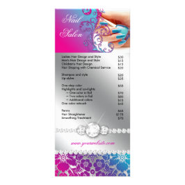 Nail Salon Techniker Floral Damask Pink Blue Werbekarte