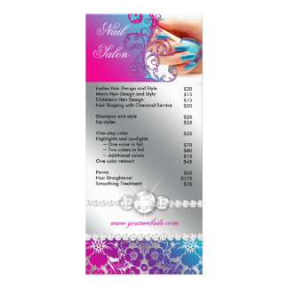 Nail Salon Techniker Floral Damask Pink Blue Werbekarte