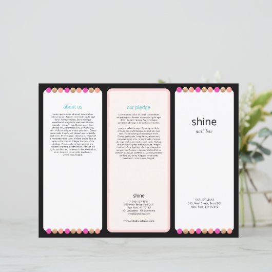 Nail Salon Tri Fold Broschüre (Stehend Vorderseite)