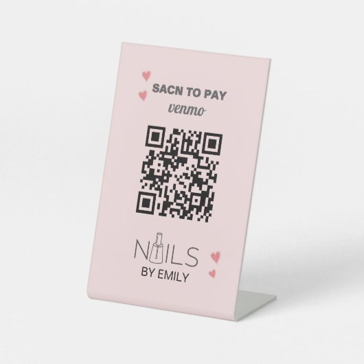 Nail Salon Venmo QR Code Zahlung | Zur Bezahlung s Sockelschild (Vorderseite)