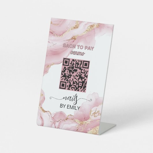 Nail Salon Venmo QR Code Zahlung | Zur Bezahlung s Sockelschild (Vorderseite)