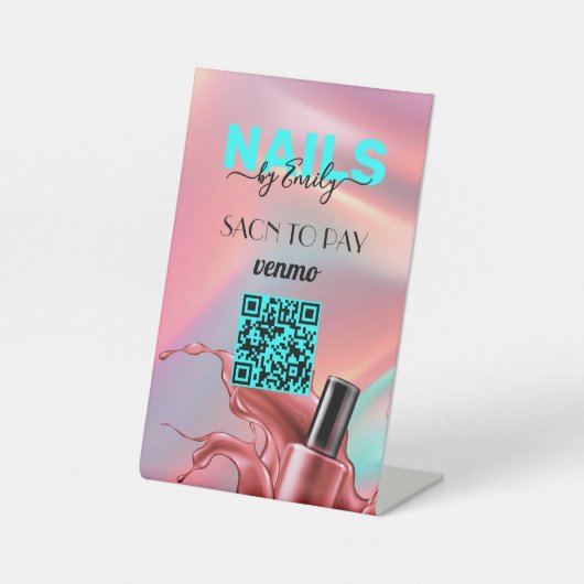 Nail Salon Venmo QR Code Zahlung | Zur Bezahlung s Sockelschild (Vorderseite)