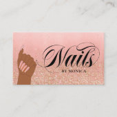 Nail Shop Manicure Tech Peach Gold Glam Glitzer Visitenkarte (Vorderseite)